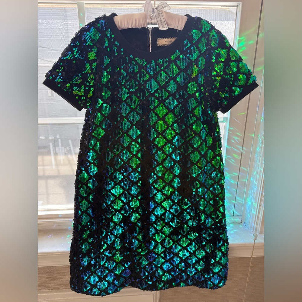 Soprano Shimmering Emerald and Blue Formal Dress